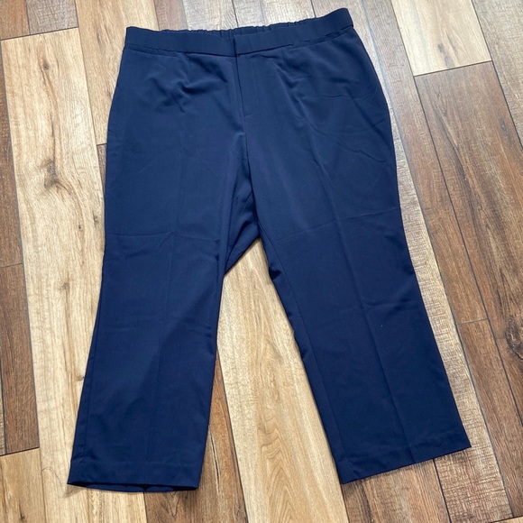 Catherines Navy Blue Flat Front Right Fit Curvy Trouser Slacks 20W Petite - Picture 3 of 11
